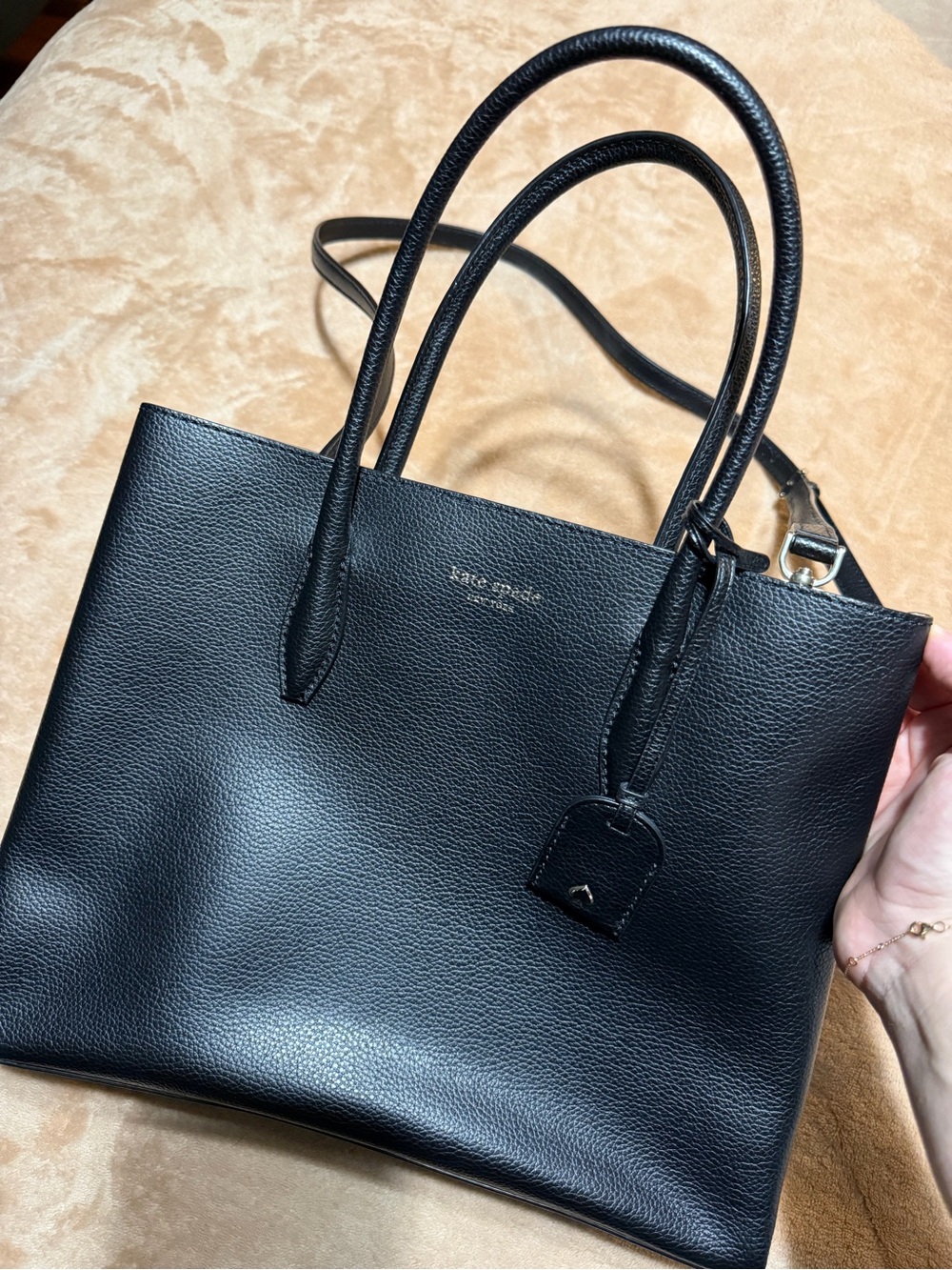 kate spade Black Pebbled Leather Structured Tote